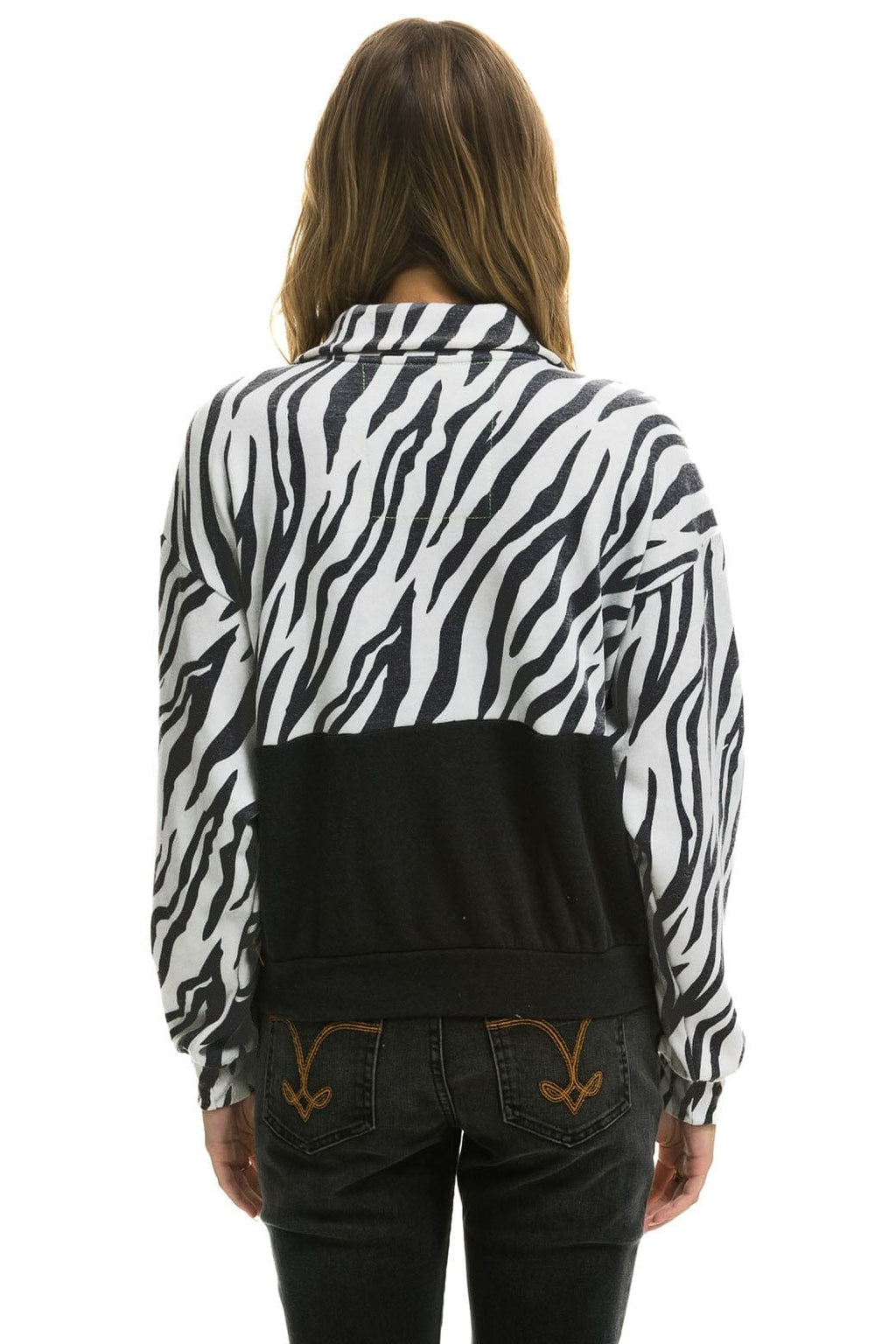 Classic ZEBRA FLEECE UNISEX HALF ZIP COLOR BLOCK JACKET - ZEBRA