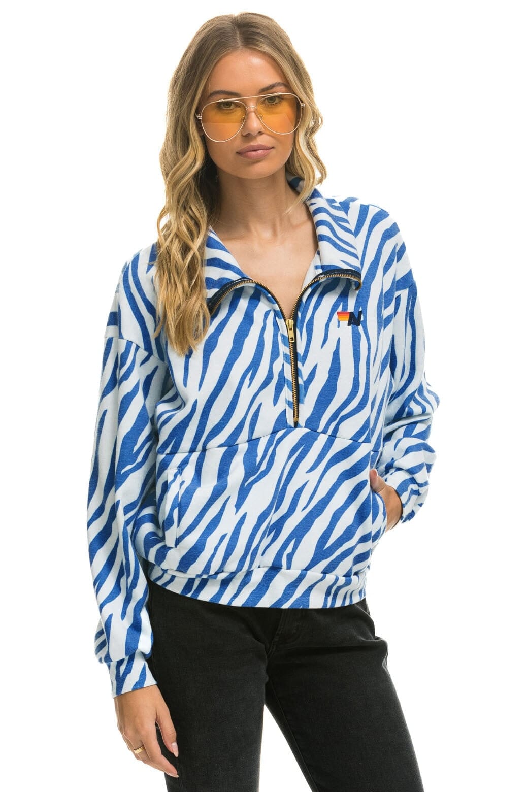Classic TIGER FLEECE UNISEX HALF ZIP JACKET - BLUE TIGER