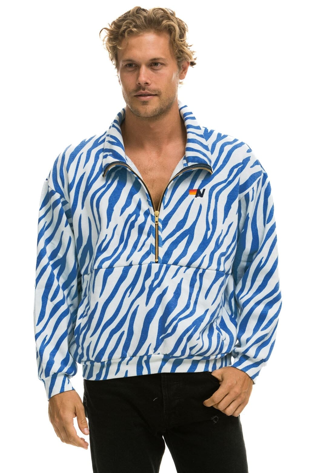 Classic TIGER FLEECE UNISEX HALF ZIP JACKET - BLUE TIGER