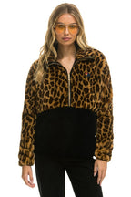 Classic TEDDY UNISEX HALF ZIP COLOR BLOCK JACKET - CHEETAH