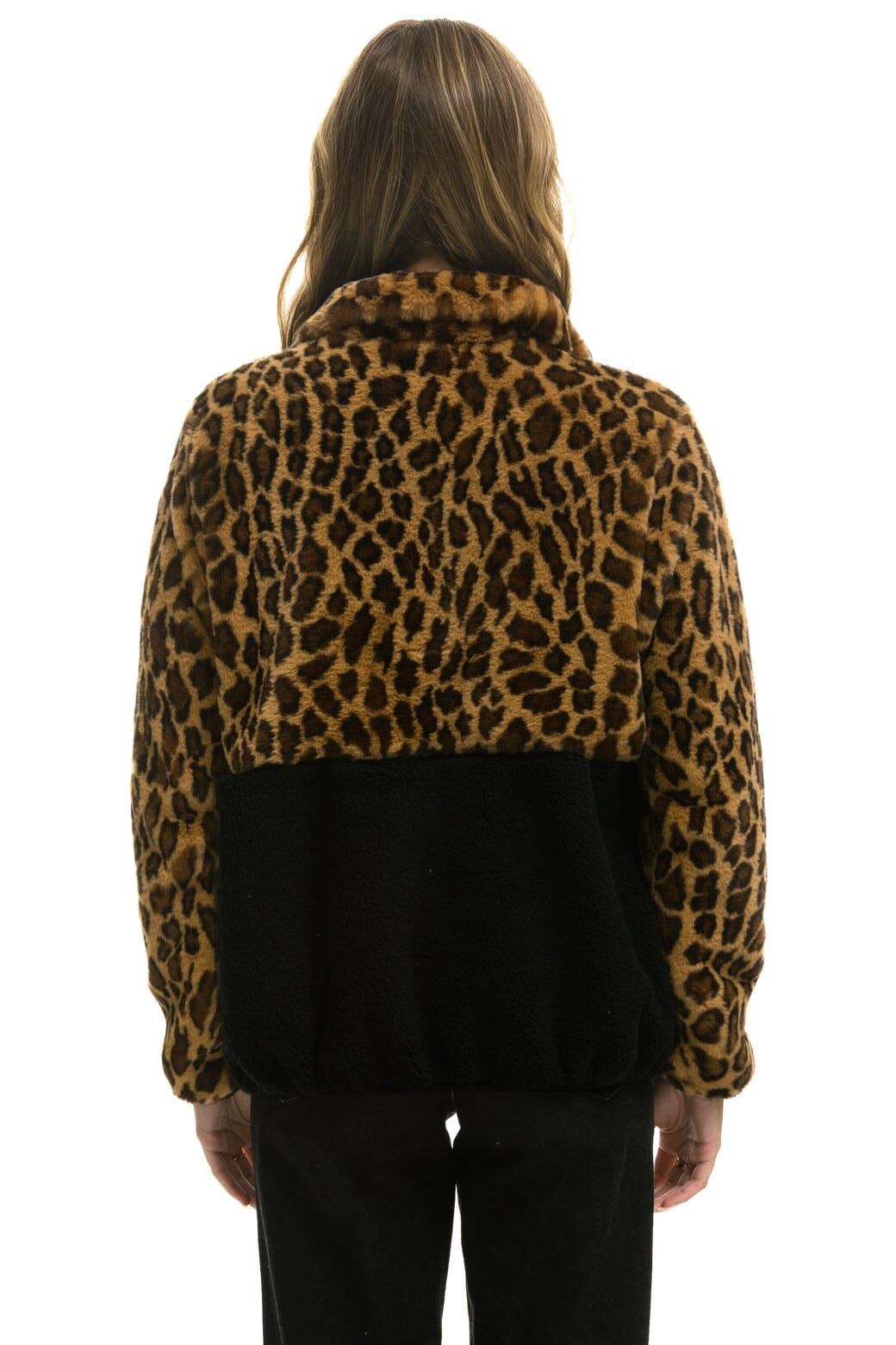 Classic TEDDY UNISEX HALF ZIP COLOR BLOCK JACKET - CHEETAH