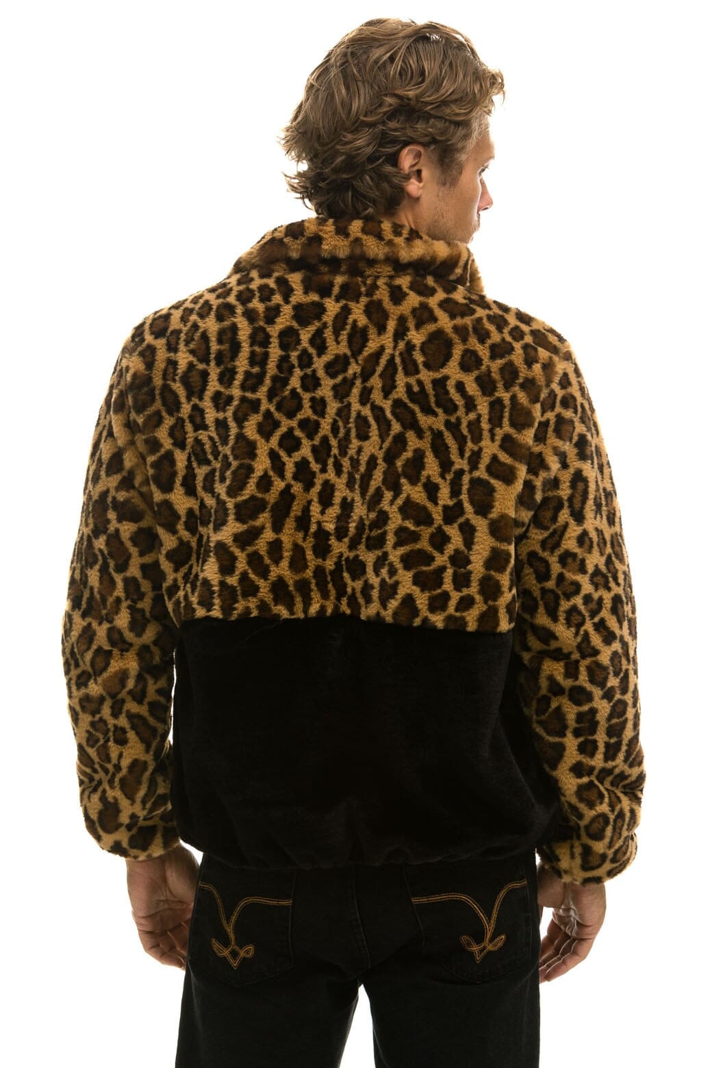 Classic TEDDY UNISEX HALF ZIP COLOR BLOCK JACKET - CHEETAH