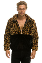 Classic TEDDY UNISEX HALF ZIP COLOR BLOCK JACKET - CHEETAH