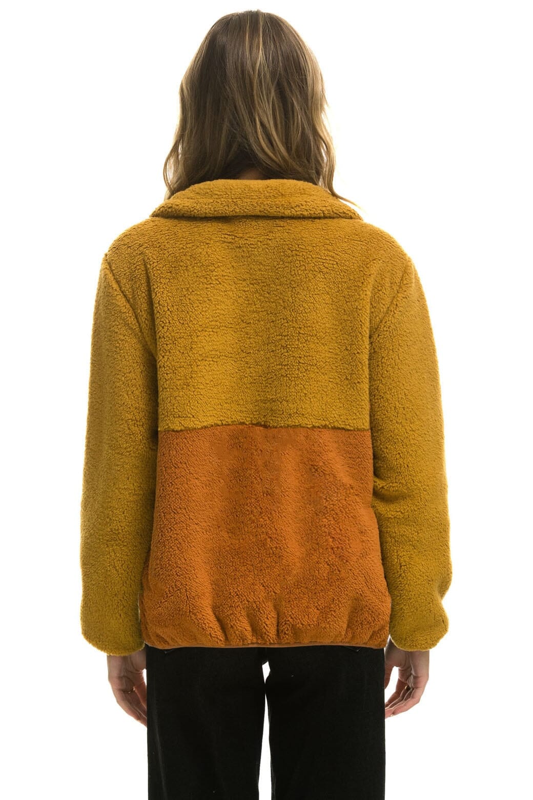 Classic TEDDY UNISEX HALF ZIP COLOR BLOCK JACKET - HONEY