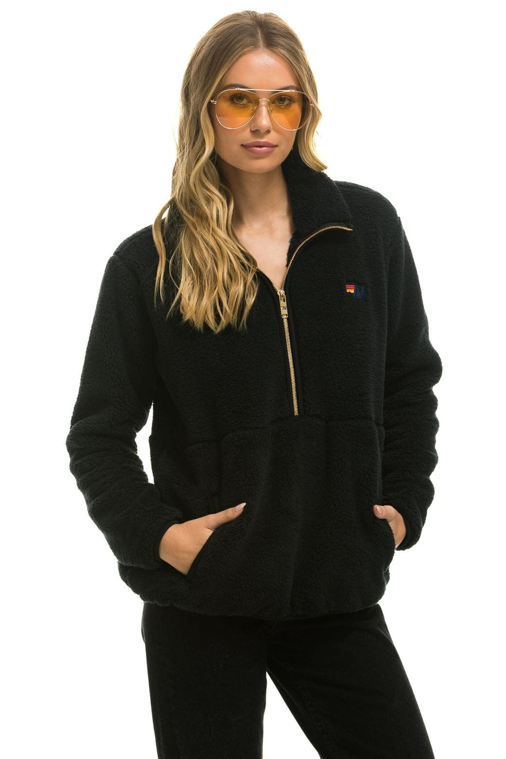 Classic TEDDY UNISEX HALF ZIP JACKET - BLACK