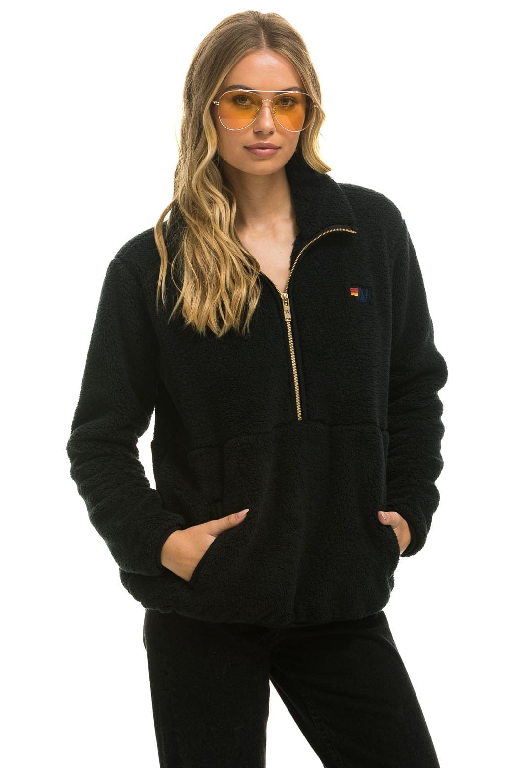 Classic TEDDY UNISEX HALF ZIP JACKET - BLACK