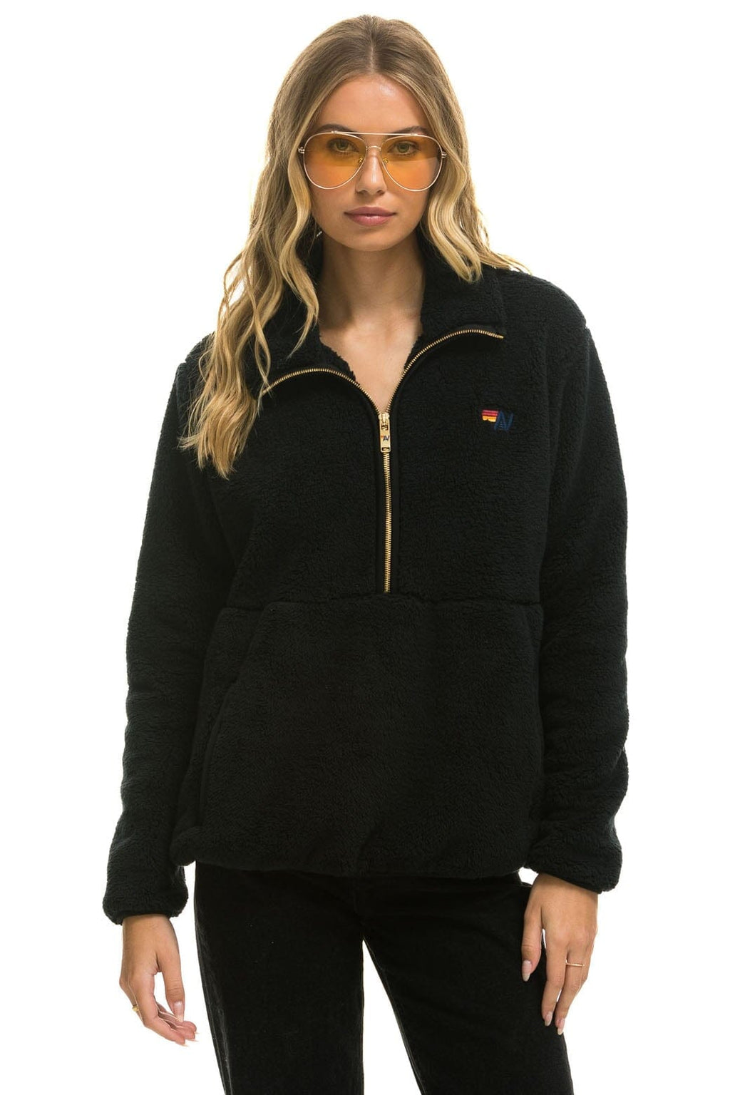 Classic TEDDY UNISEX HALF ZIP JACKET - BLACK