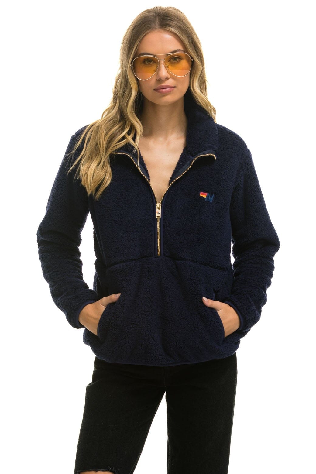 Classic TEDDY UNISEX HALF ZIP JACKET - NAVY