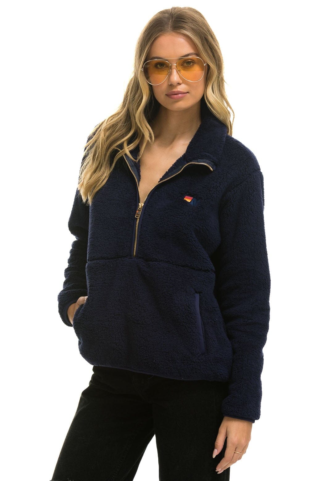 Classic TEDDY UNISEX HALF ZIP JACKET - NAVY