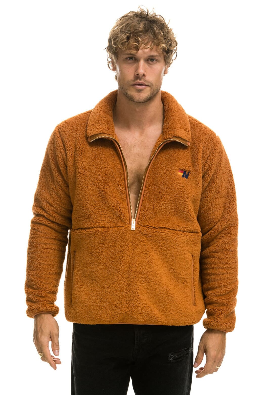 Classic TEDDY UNISEX HALF ZIP JACKET - WHISKEY