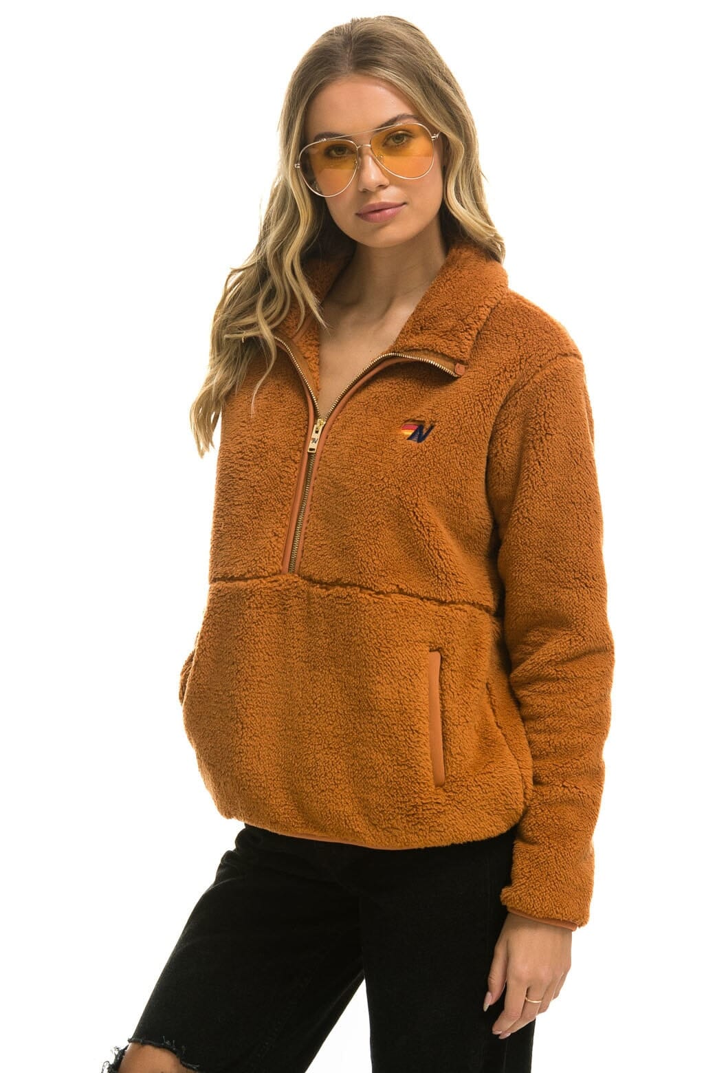 Classic TEDDY UNISEX HALF ZIP JACKET - WHISKEY