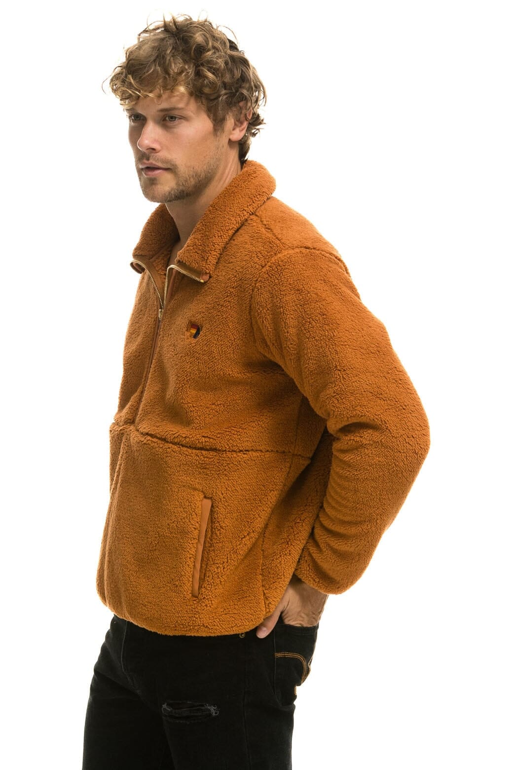 Classic TEDDY UNISEX HALF ZIP JACKET - WHISKEY