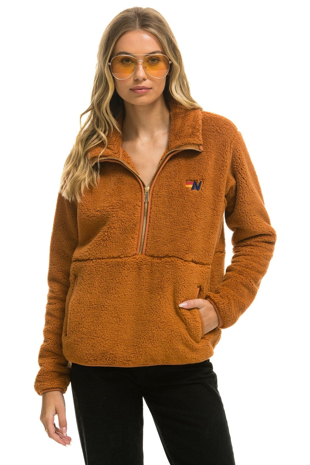 Classic TEDDY UNISEX HALF ZIP JACKET - WHISKEY