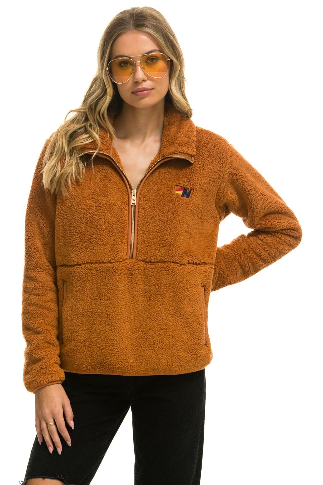 Classic TEDDY UNISEX HALF ZIP JACKET - WHISKEY