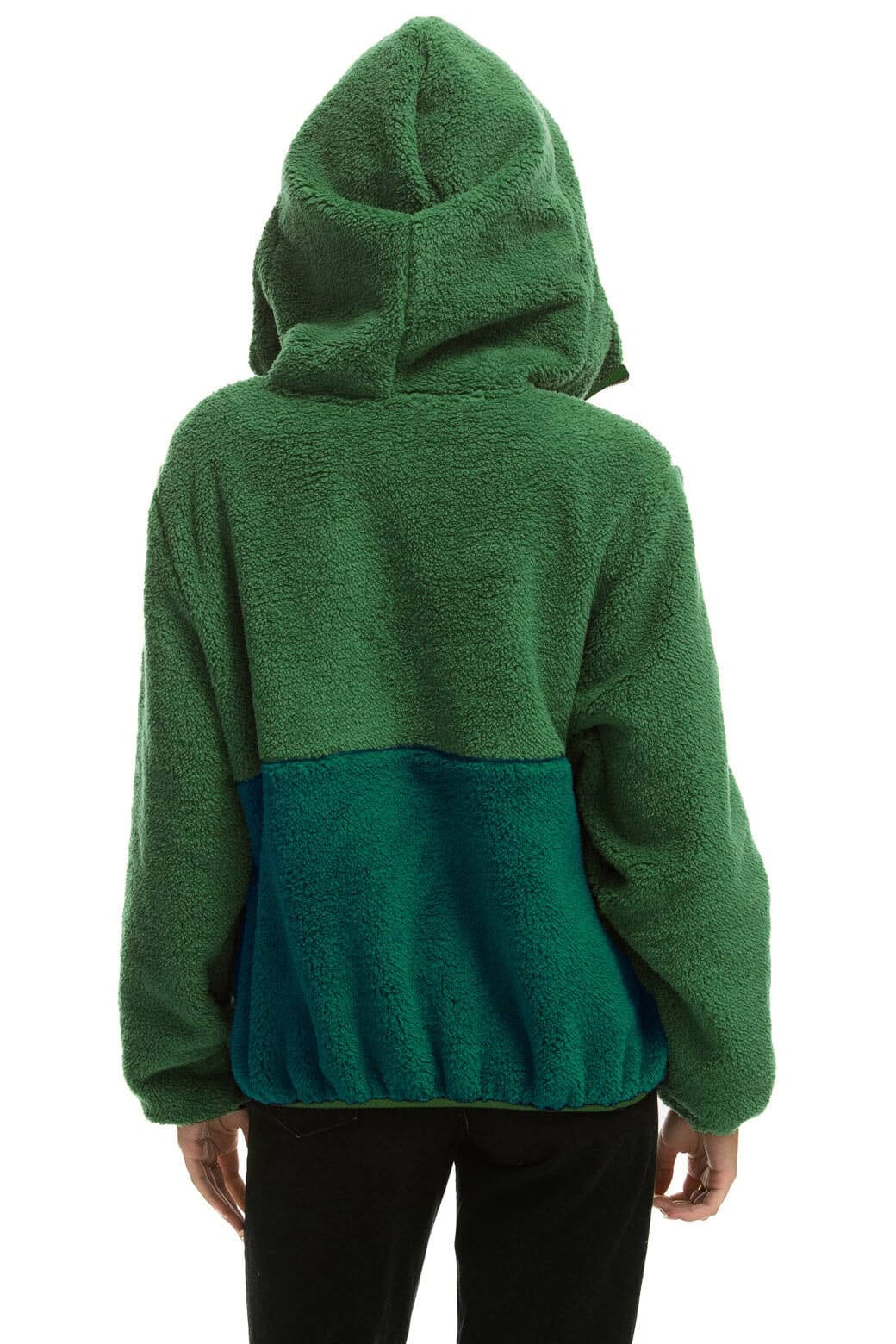 Classic TEDDY UNISEX HOODED HALF ZIP COLOR BLOCK JACKET - GARDEN GREEN