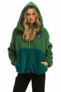 Classic TEDDY UNISEX HOODED HALF ZIP COLOR BLOCK JACKET - GARDEN GREEN