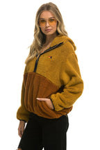 Classic TEDDY APRES HOODED HALF ZIP COLOR BLOCK JACKET - HONEY