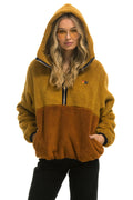Classic TEDDY APRES HOODED HALF ZIP COLOR BLOCK JACKET - HONEY