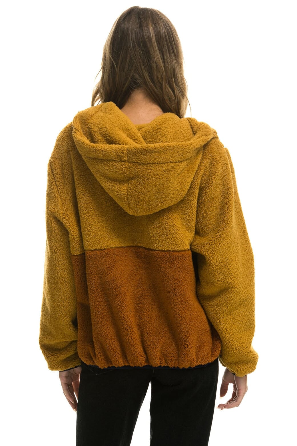 Classic TEDDY APRES HOODED HALF ZIP COLOR BLOCK JACKET - HONEY