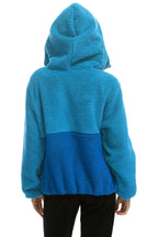 Classic TEDDY UNISEX HOODED HALF ZIP COLOR BLOCK JACKET - OCEAN