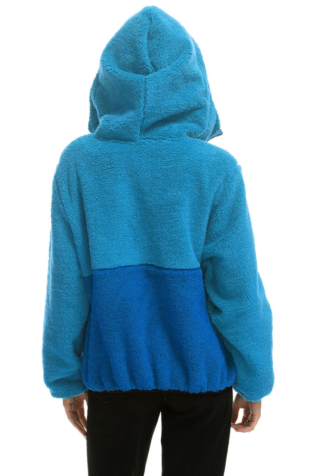 Classic TEDDY UNISEX HOODED HALF ZIP COLOR BLOCK JACKET - OCEAN