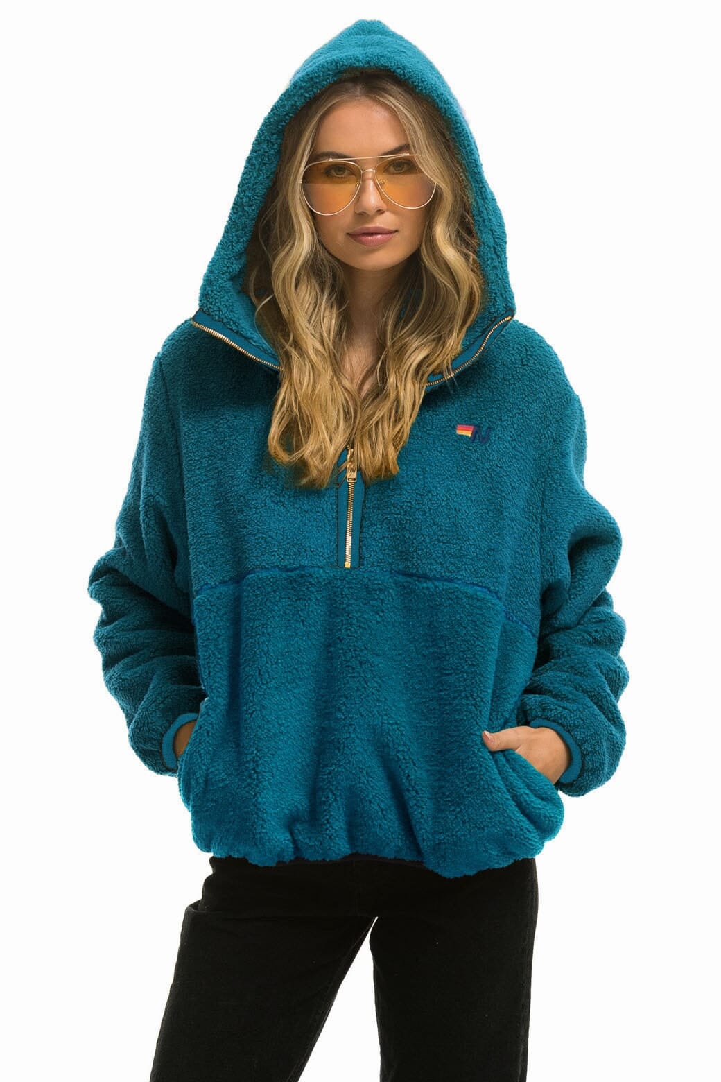Classic TEDDY UNISEX HOODED HALF ZIP JACKET - CAPRI