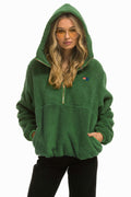 Classic TEDDY UNISEX HOODED HALF ZIP JACKET - GARDEN GREEN