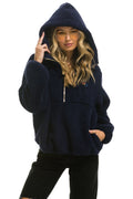 Classic TEDDY UNISEX HOODED HALF ZIP JACKET - NAVY