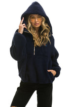 Classic TEDDY UNISEX HOODED HALF ZIP JACKET - NAVY
