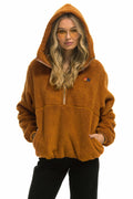 Classic TEDDY UNISEX HOODED HALF ZIP JACKET - WHISKEY