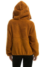 Classic TEDDY UNISEX HOODED HALF ZIP JACKET - WHISKEY