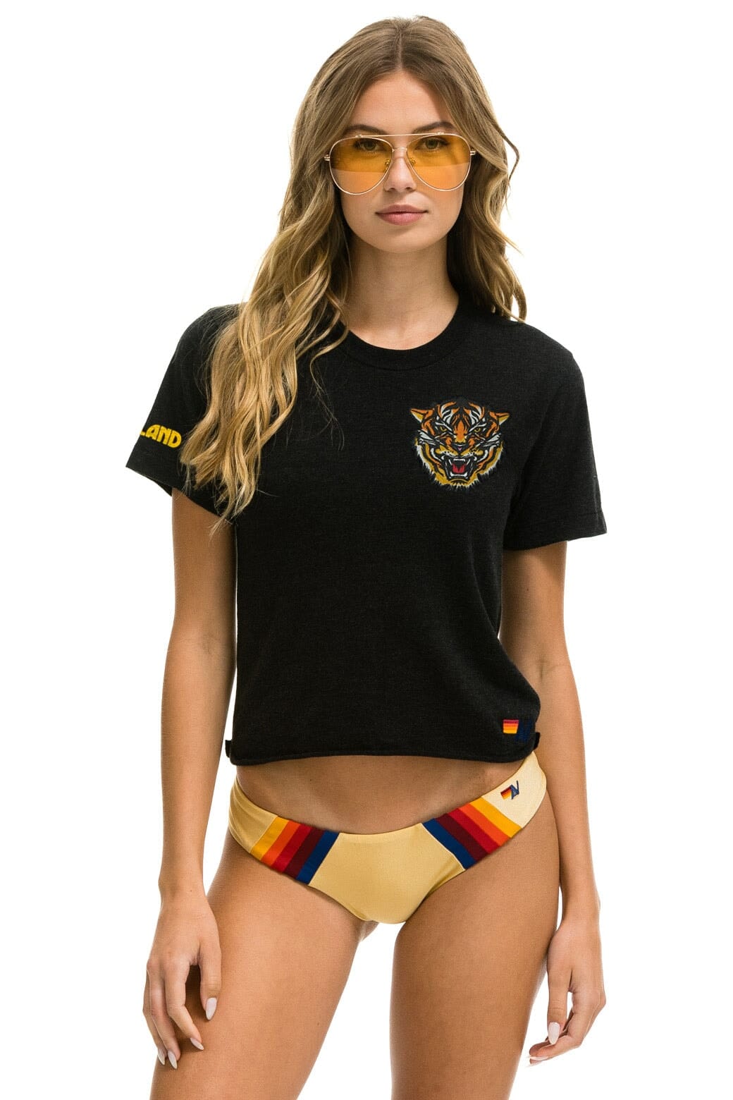 Classic TIGER PRINT BOYFRIEND TEE - BLACK