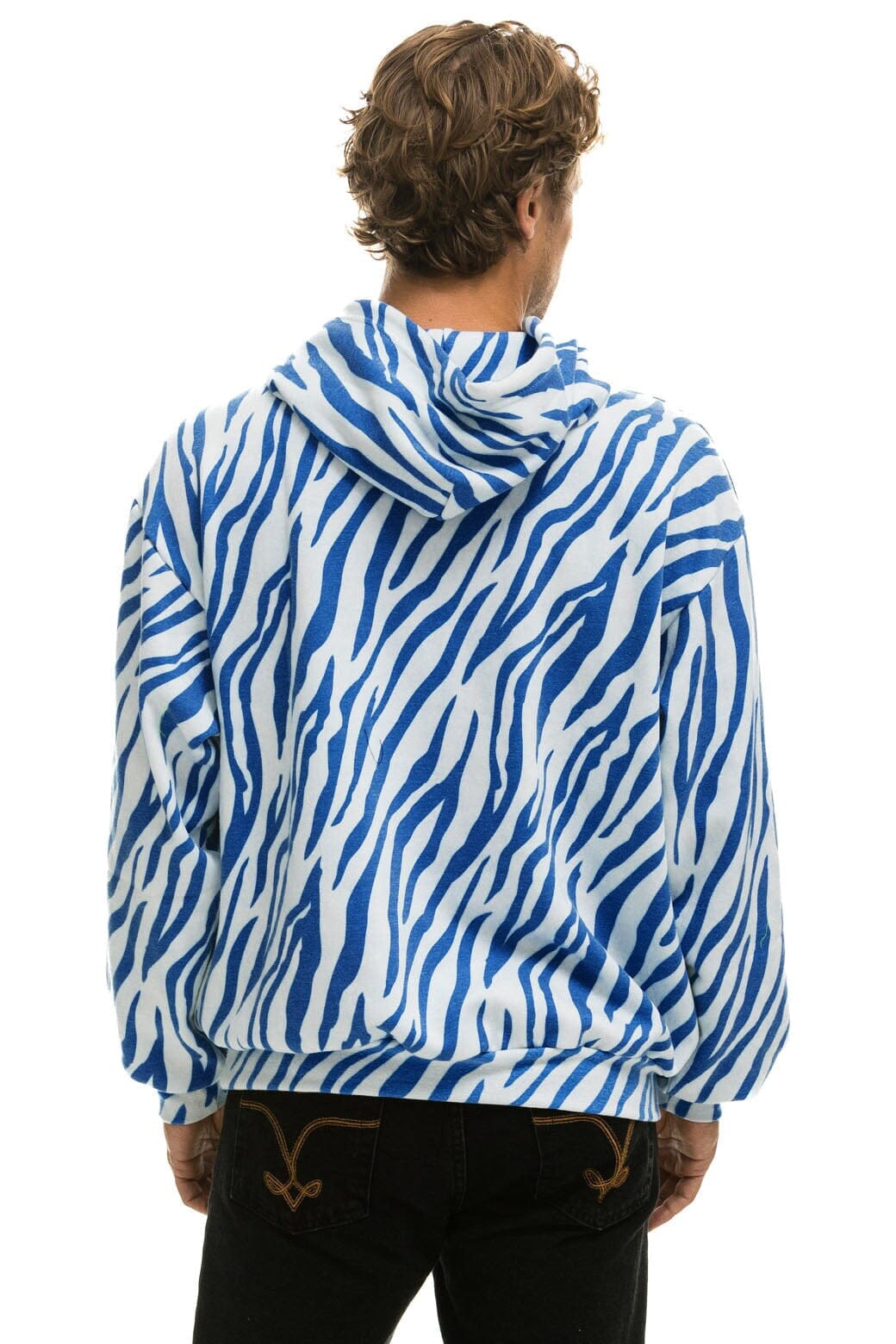 Classic TIGER RELAXED PULLOVER HOODIE WITH ZIPPER POCKETS - BLUE TIGER