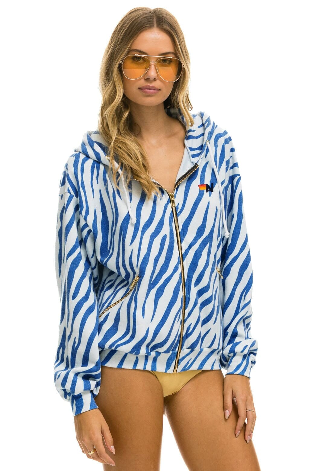 Classic TIGER RELAXED ZIP HOODIE WITH POCKETS - BLUE TIGER