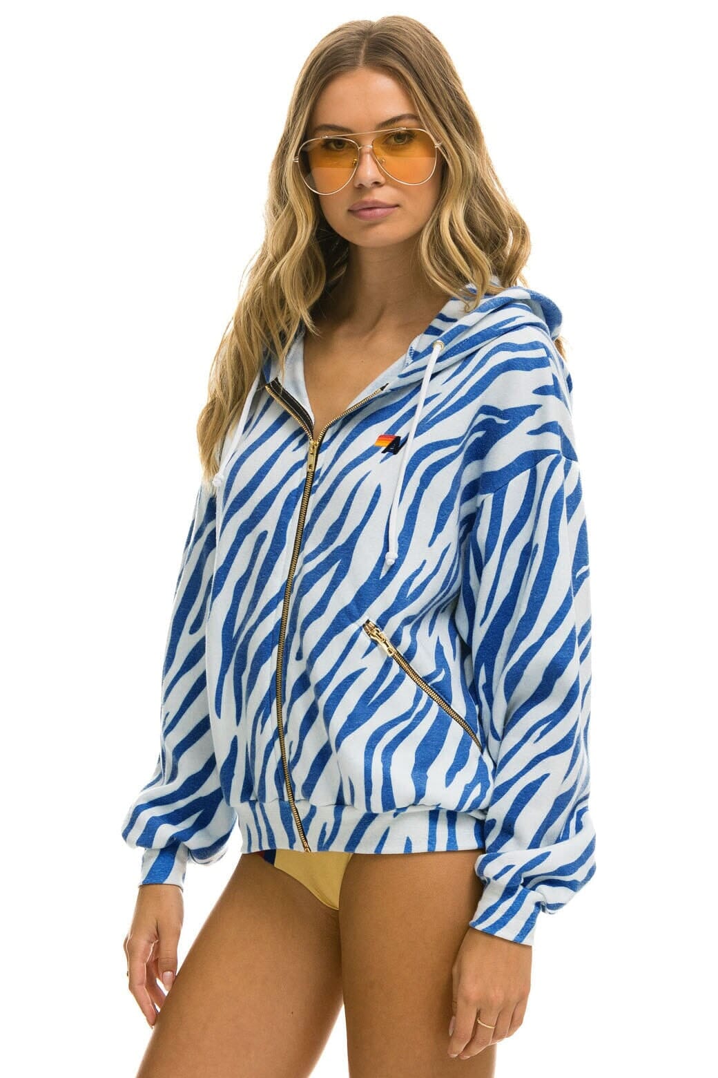 Classic TIGER RELAXED ZIP HOODIE WITH POCKETS - BLUE TIGER