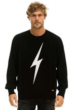 Classic UNISEX BOLT CASHMERE LIGHT SWEATER - BLACK WHITE BOLT