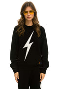 Classic UNISEX BOLT CASHMERE LIGHT SWEATER - BLACK WHITE BOLT