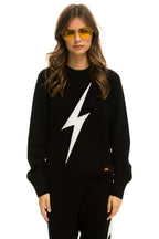 Classic UNISEX BOLT CASHMERE LIGHT SWEATER - BLACK WHITE BOLT