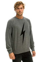 Classic UNISEX BOLT CASHMERE LIGHT SWEATER - DEEP HEATHER BLACK BOLT