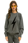 Classic UNISEX BOLT CASHMERE LIGHT SWEATER - DEEP HEATHER BLACK BOLT