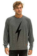 Classic UNISEX BOLT CASHMERE LIGHT SWEATER - DEEP HEATHER BLACK BOLT