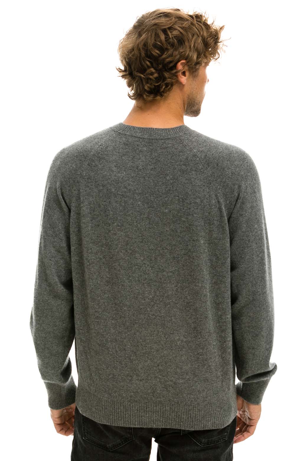 Classic UNISEX BOLT CASHMERE LIGHT SWEATER - DEEP HEATHER BLACK BOLT