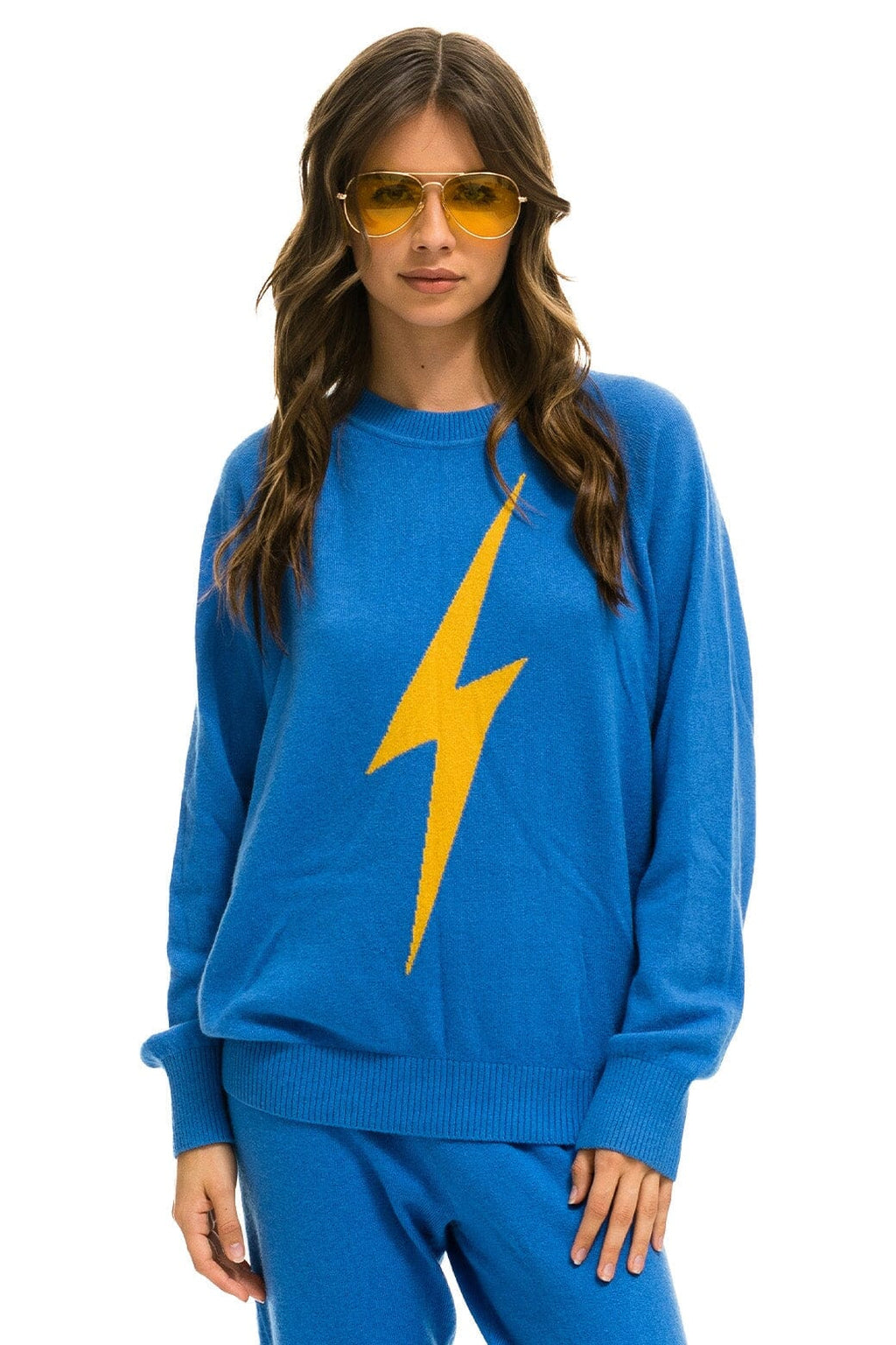 Classic UNISEX BOLT CASHMERE LIGHT SWEATER - VINTAGE BLUE BLUE BOLT
