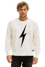 Classic UNISEX BOLT CASHMERE LIGHT SWEATER - VINTAGE WHITE BLACK BOLT