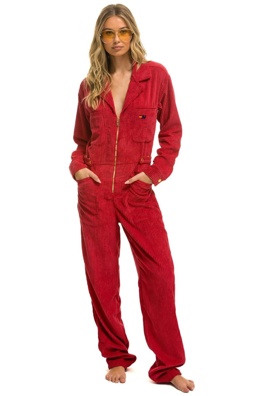 Classic UNISEX CORDUROY FLIGHT SUIT - CHERRY