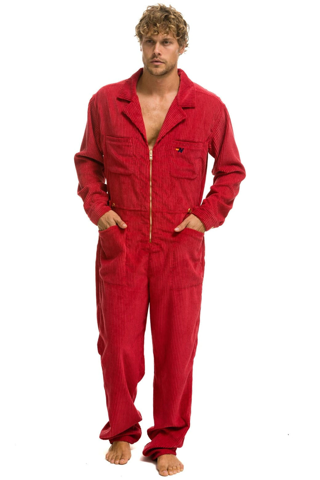 Classic UNISEX CORDUROY FLIGHT SUIT - CHERRY