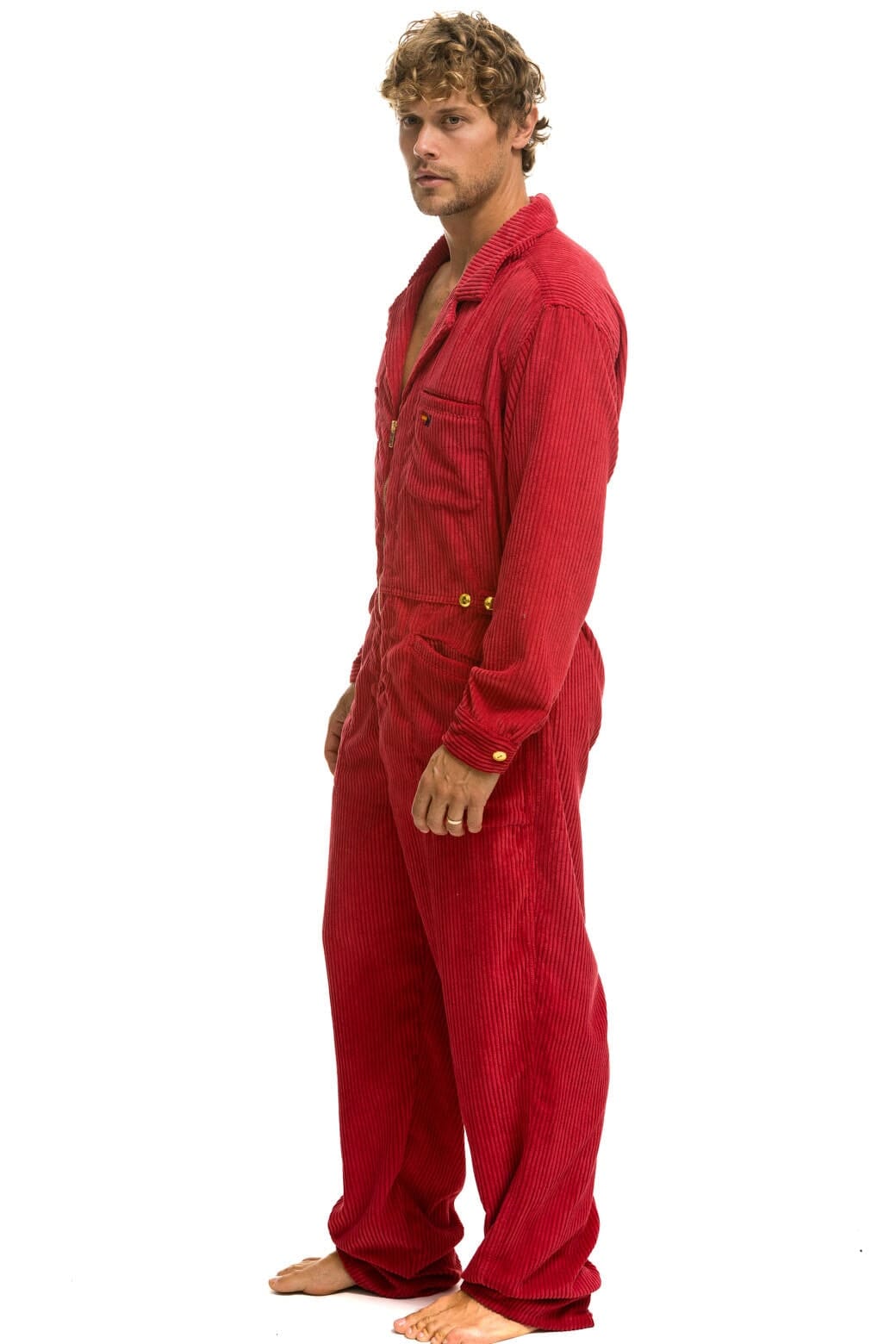 Classic UNISEX CORDUROY FLIGHT SUIT - CHERRY