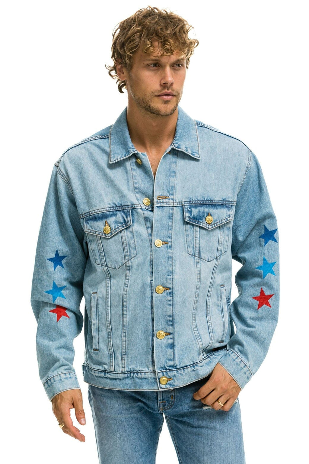 Classic AVIATOR NATION OVERSIZED CONCERT DENIM JACKET - SUPER LIGHT