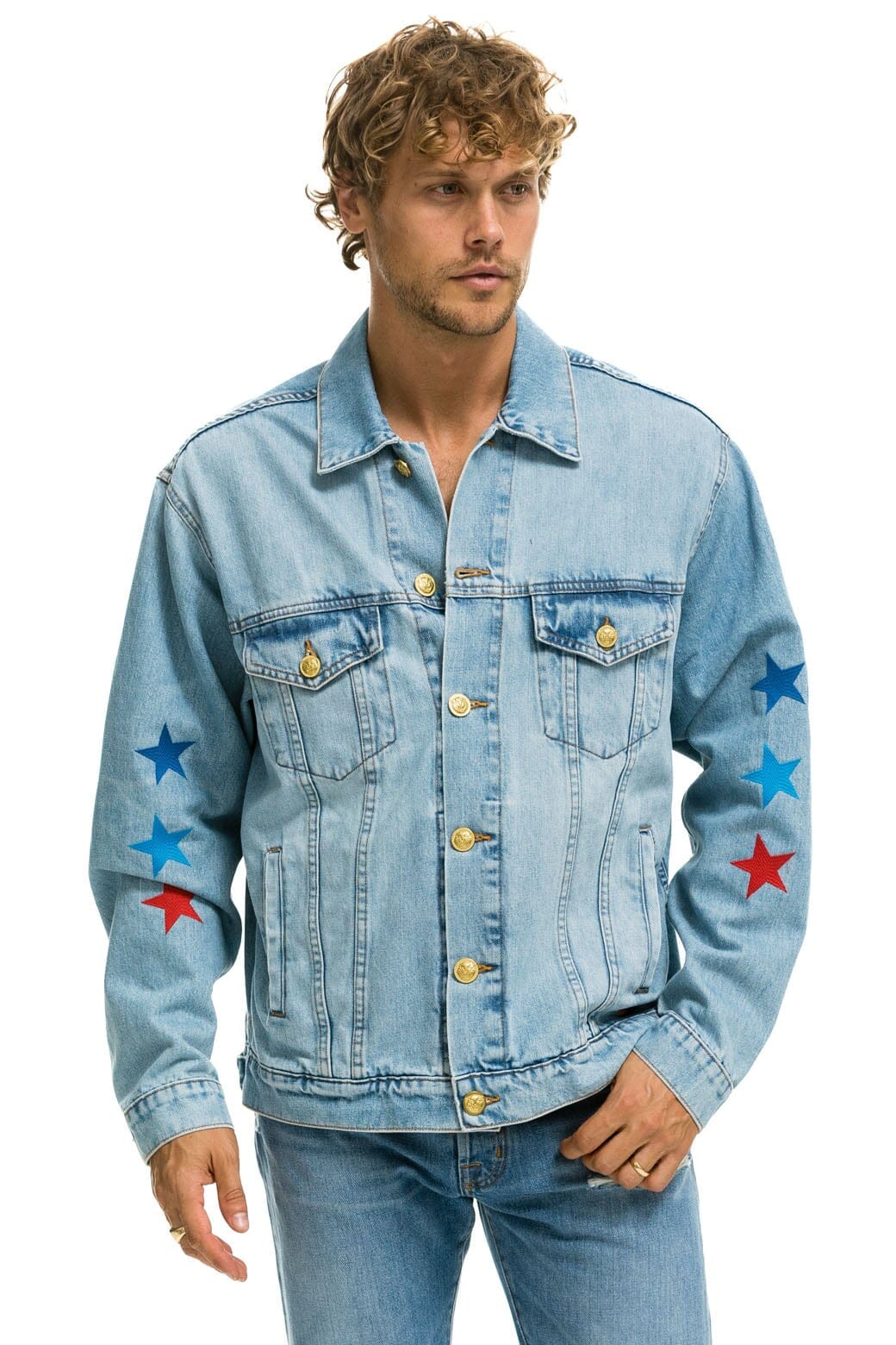 Classic AVIATOR NATION OVERSIZED CONCERT DENIM JACKET - SUPER LIGHT