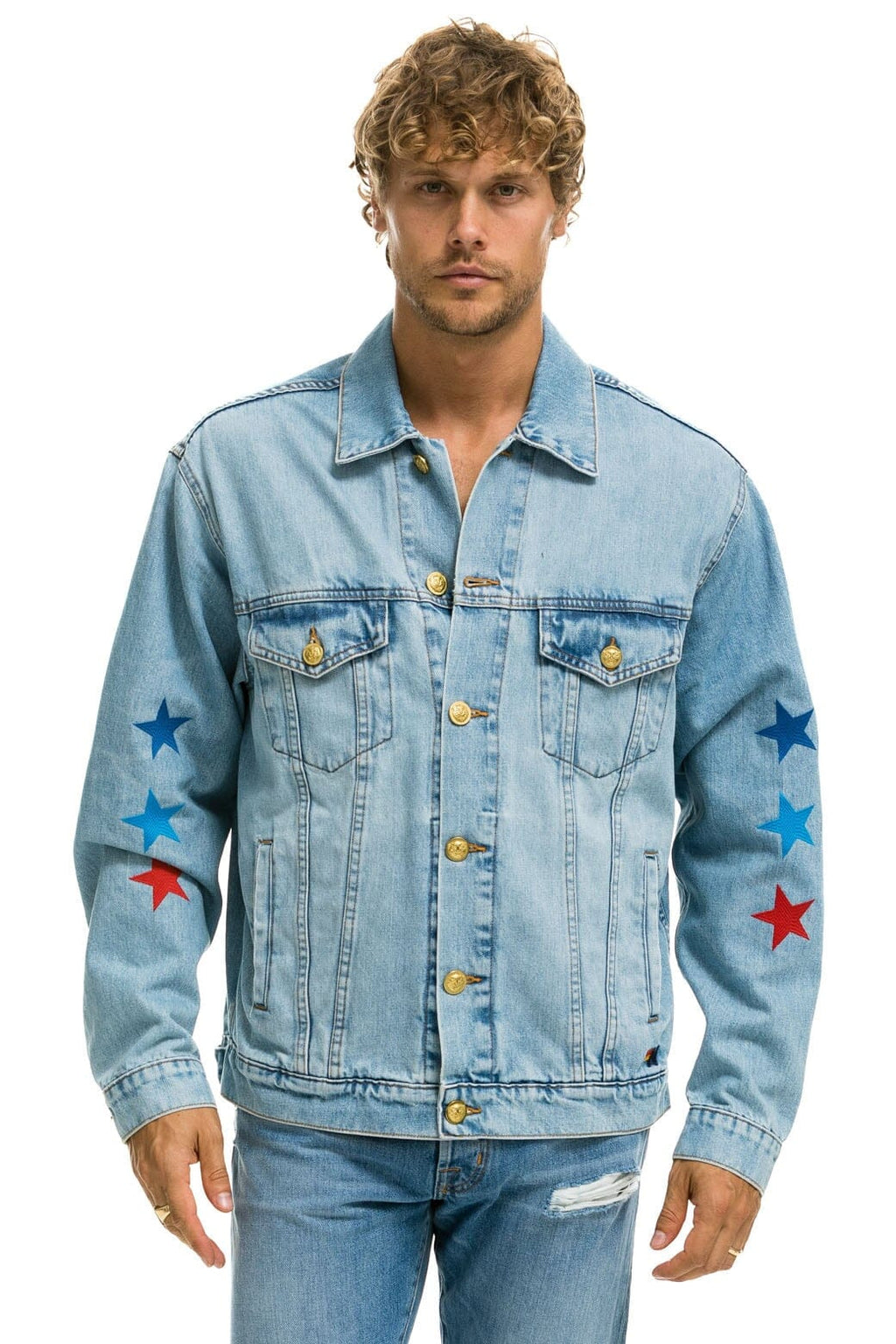 Classic AVIATOR NATION OVERSIZED CONCERT DENIM JACKET - SUPER LIGHT